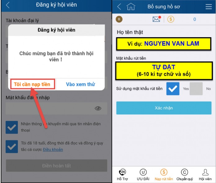 Tôi cần nạp tiền